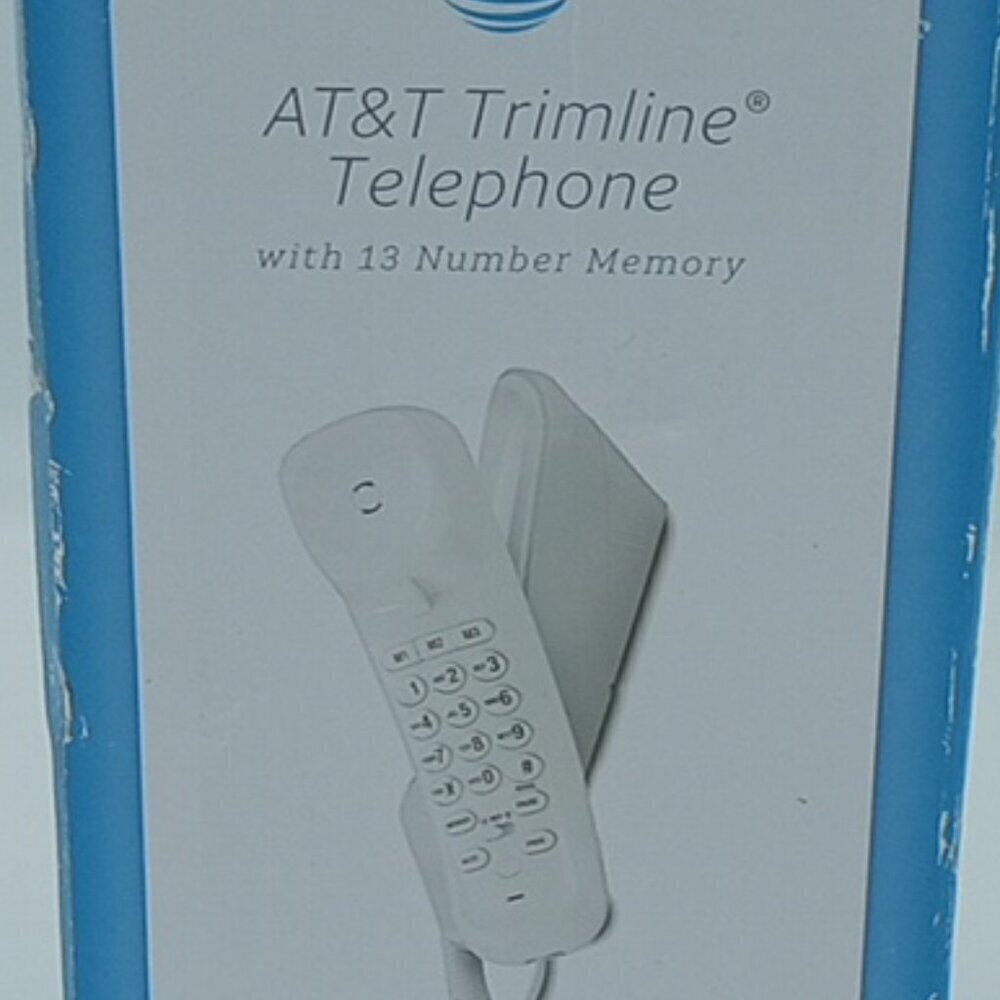 AT&T Trimline Push Button Telephone Land Line 13 Number Memory TR1909 White